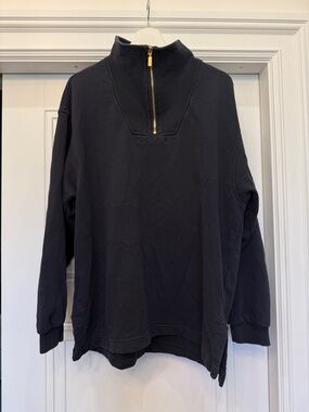 Vintage Escada Sport  1/4 Zip Sweatshirt Navy Gold 90s Nautical Preppy